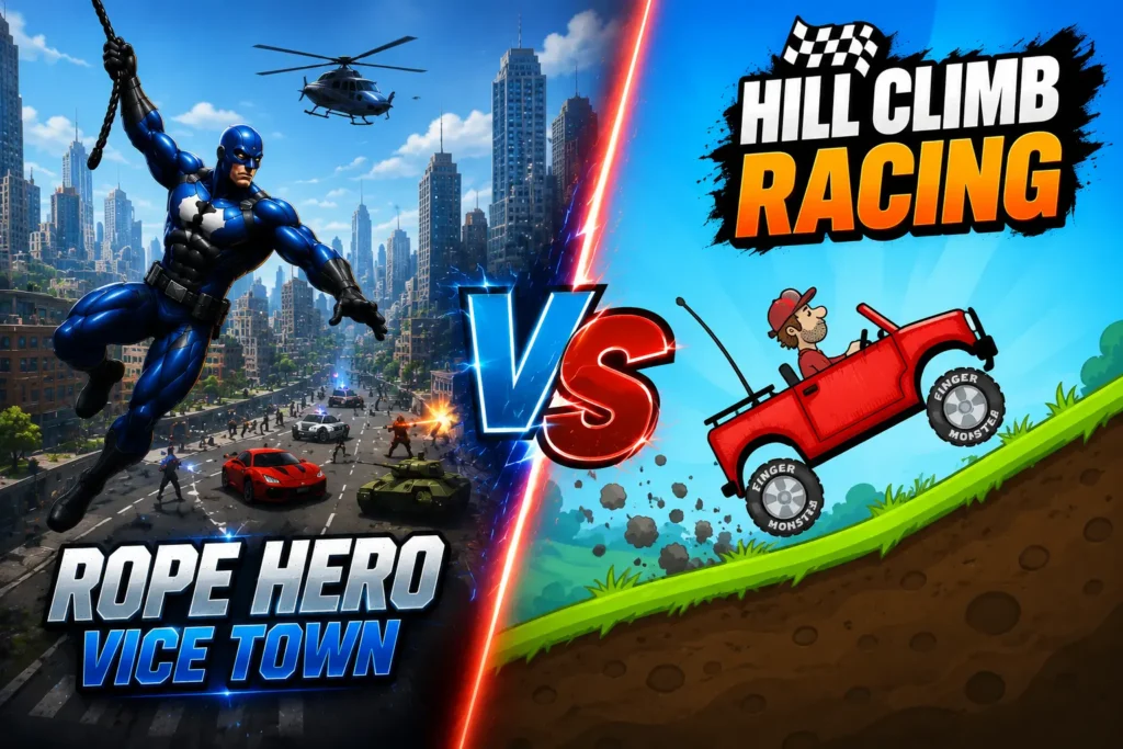 rope hero vs hill climb